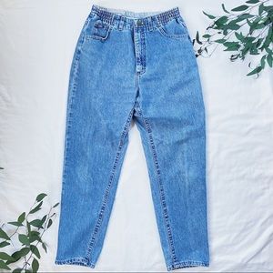Vintage Lee Original Jeans High Waisted Partial Elastic Waist Blue Denim Jeans